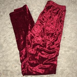 Velvet red high waisted leggings size medium